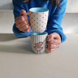 TAZZA DA CAPPUCCINO CELESTE h9cm set 2 pezzi