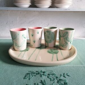 SET 4 BICCHIERINI CON VASSOIO 26cm