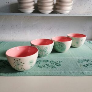 COPPETTA CEREALI ROSA h7cm set 4 pezzi