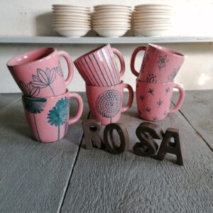 TAZZA DA TÈ  ROSA h10cm set 6 pezzi