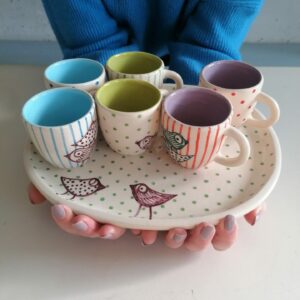 SET 6 TAZZINE DA CAFFÈ CON VASSOIO 26cm