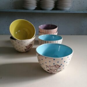 COPPETTE CEREALI CELESTI VERDI e LILLA h7cm set 6 pezzi