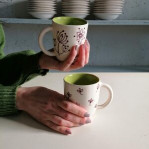TAZZA DA CAPPUCCINO VERDE ACIDO h9cm set 2 pezzi